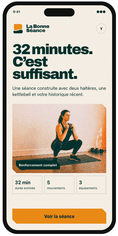 Écran Aujourd’hui de La Bonne Séance proposant une séance de 32 minutes.